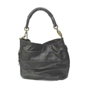 Christian Dior Pleated Hobo Shoulder Bag Lambskin Black